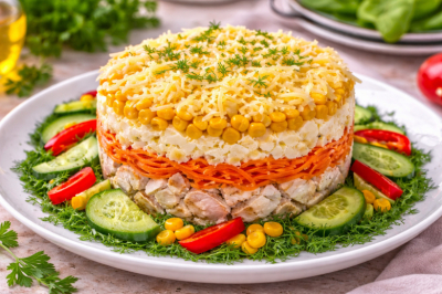 Быстрый салат &laquo;Фантазия&raquo; &mdash; эффектное блюдо, которое всегда становится звездой стола