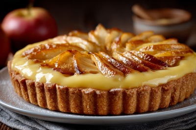 Яблочный пирог с заварным кремом: тонкая основа и много нежной начинки &mdash; пошаговый рецепт