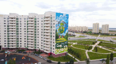 40-метровый мурал в честь экоакции «Таза Қазақстан» появился в Астане